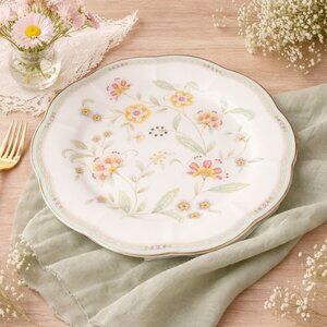 Grace Teaware Floral Scalloped Plate 8” Fine Porcelain Pastel Tea Party Dish